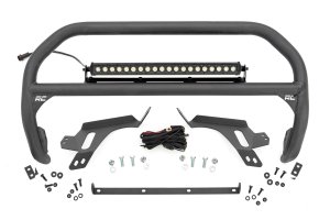 Ford Bronco Sport Nudge Bar - Rough Country - w/ Tow Hooks | 20 Inch Black Single Row LED - Black - '21-'24